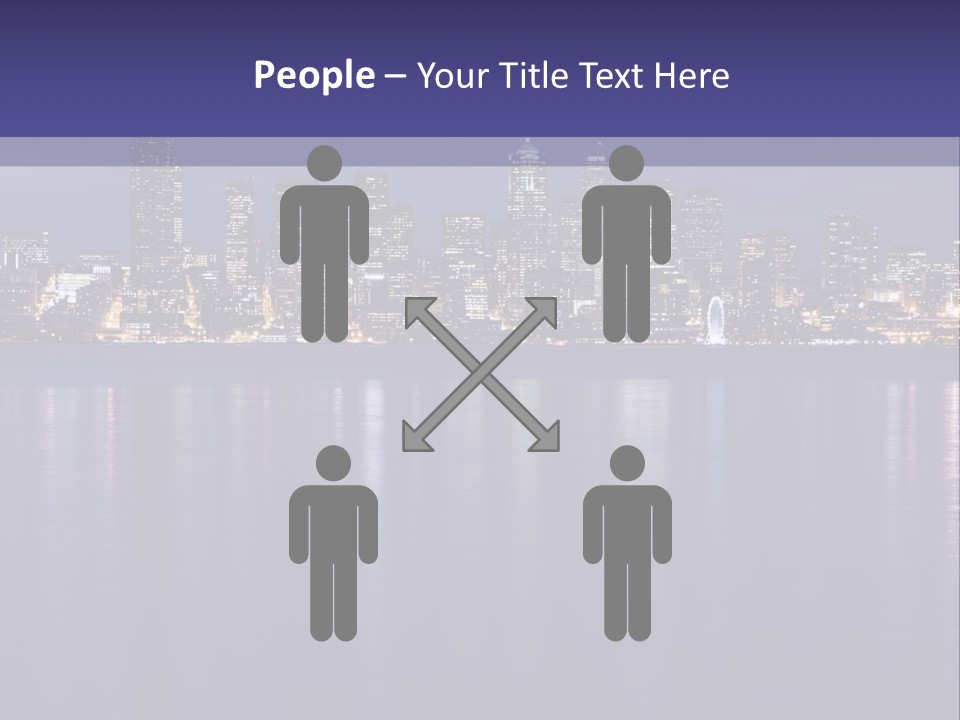 A City At Night With The Lights On Is Reflected In The Water PowerPoint Template