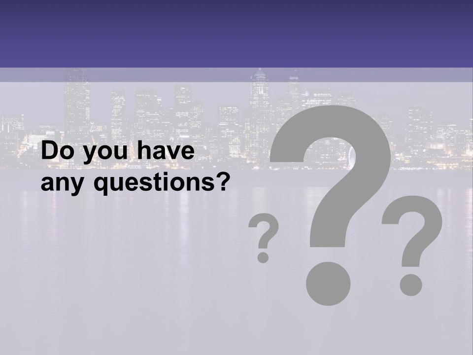 A City At Night With The Lights On Is Reflected In The Water PowerPoint Template