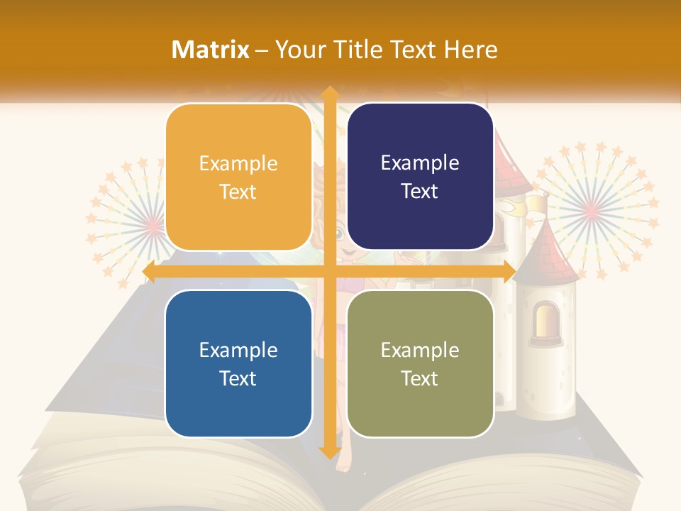 A Fairy Reading A Book With Fireworks In The Background PowerPoint Template