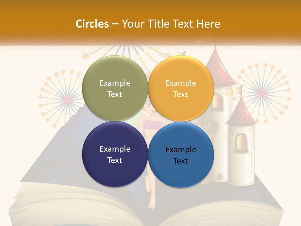 A Fairy Reading A Book With Fireworks In The Background PowerPoint Template