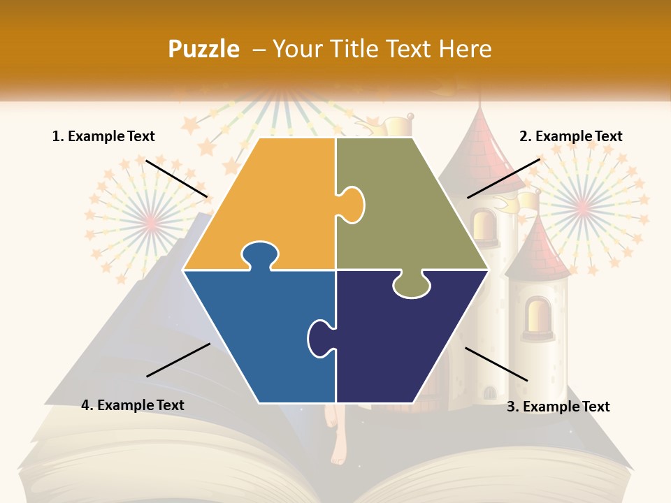 A Fairy Reading A Book With Fireworks In The Background PowerPoint Template