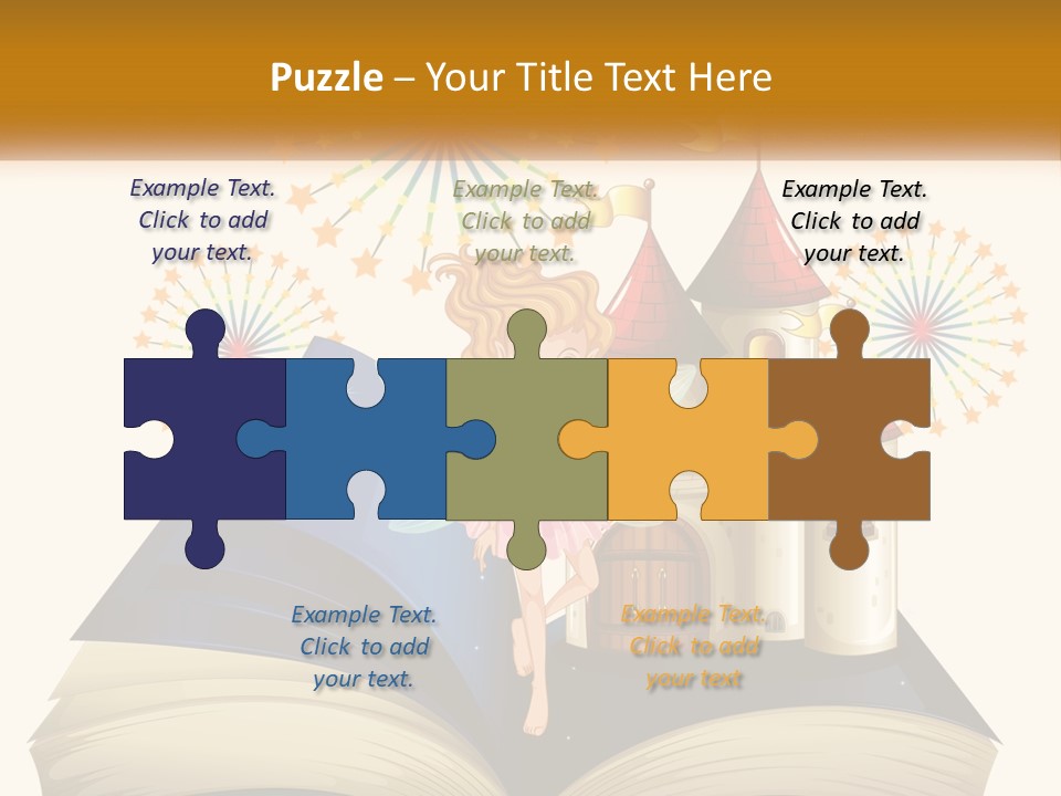 A Fairy Reading A Book With Fireworks In The Background PowerPoint Template