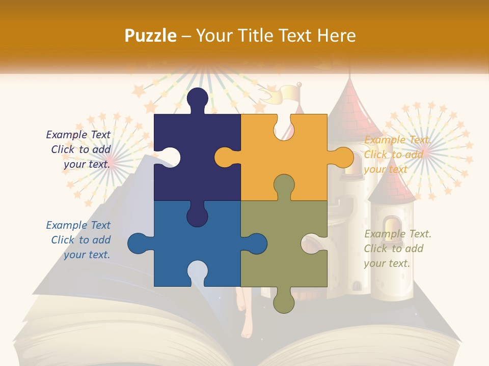 A Fairy Reading A Book With Fireworks In The Background PowerPoint Template