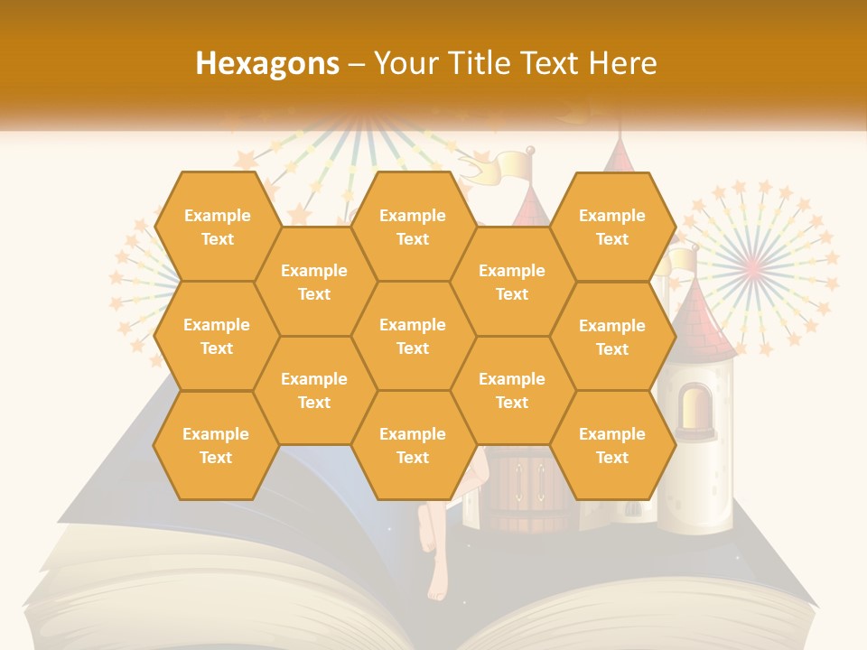 A Fairy Reading A Book With Fireworks In The Background PowerPoint Template