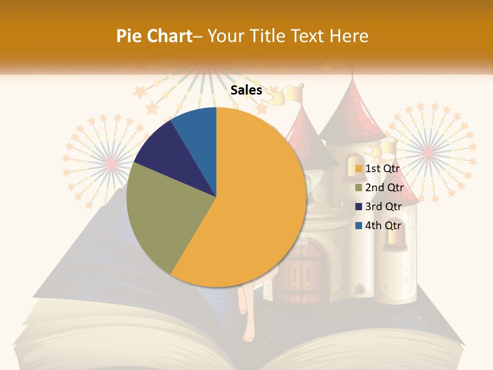 A Fairy Reading A Book With Fireworks In The Background PowerPoint Template