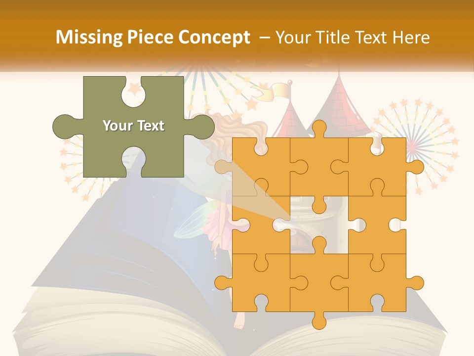 A Fairy Reading A Book With Fireworks In The Background PowerPoint Template