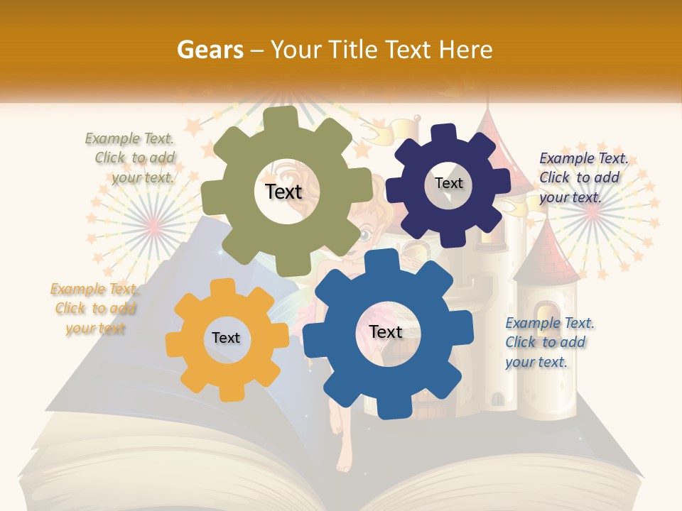 A Fairy Reading A Book With Fireworks In The Background PowerPoint Template