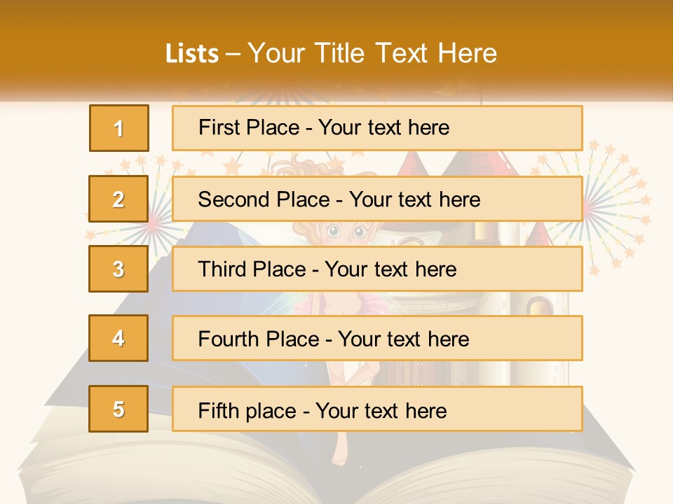 A Fairy Reading A Book With Fireworks In The Background PowerPoint Template