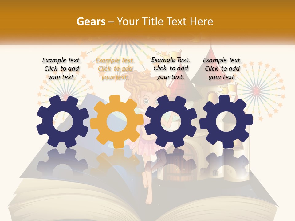 A Fairy Reading A Book With Fireworks In The Background PowerPoint Template