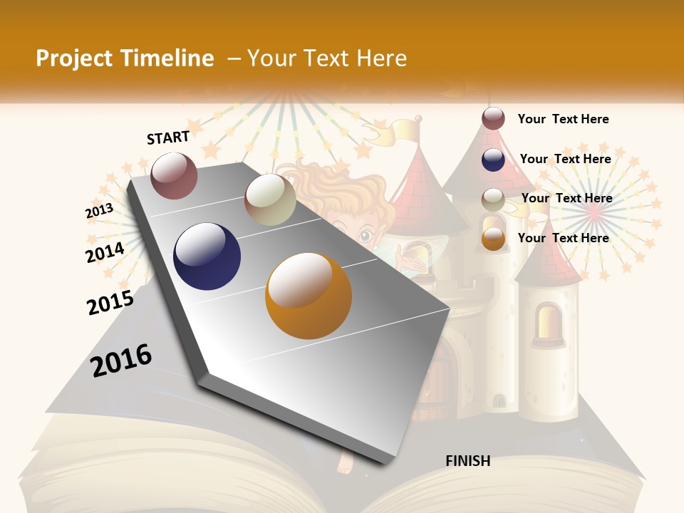 A Fairy Reading A Book With Fireworks In The Background PowerPoint Template