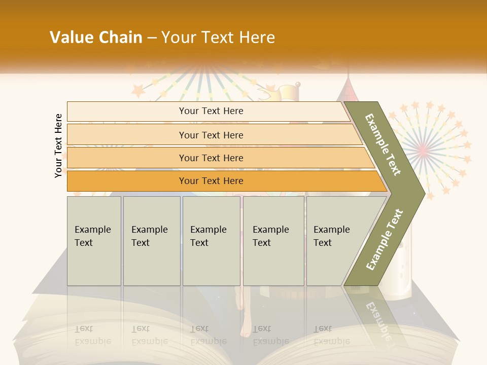 A Fairy Reading A Book With Fireworks In The Background PowerPoint Template