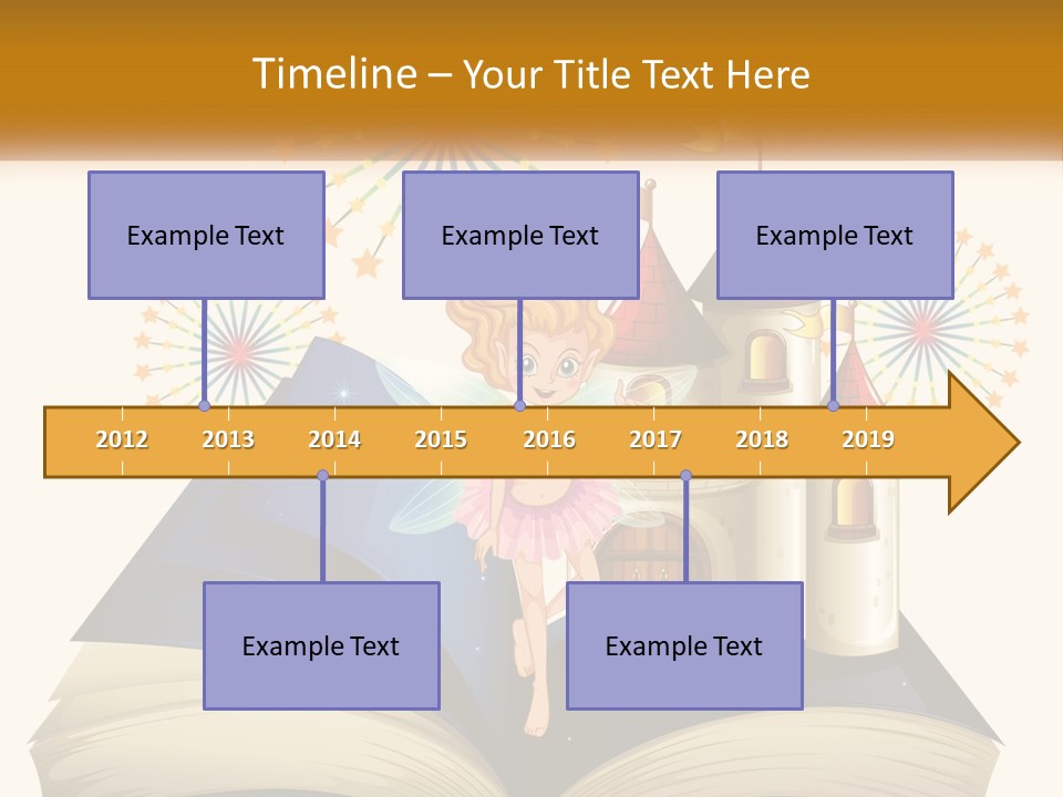 A Fairy Reading A Book With Fireworks In The Background PowerPoint Template