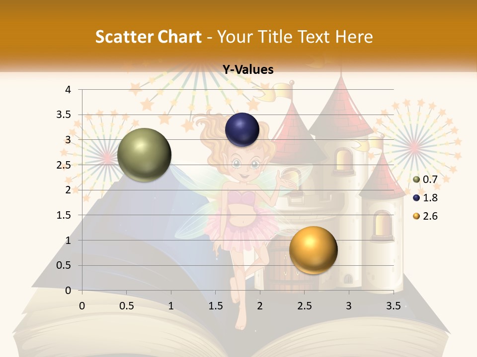 A Fairy Reading A Book With Fireworks In The Background PowerPoint Template