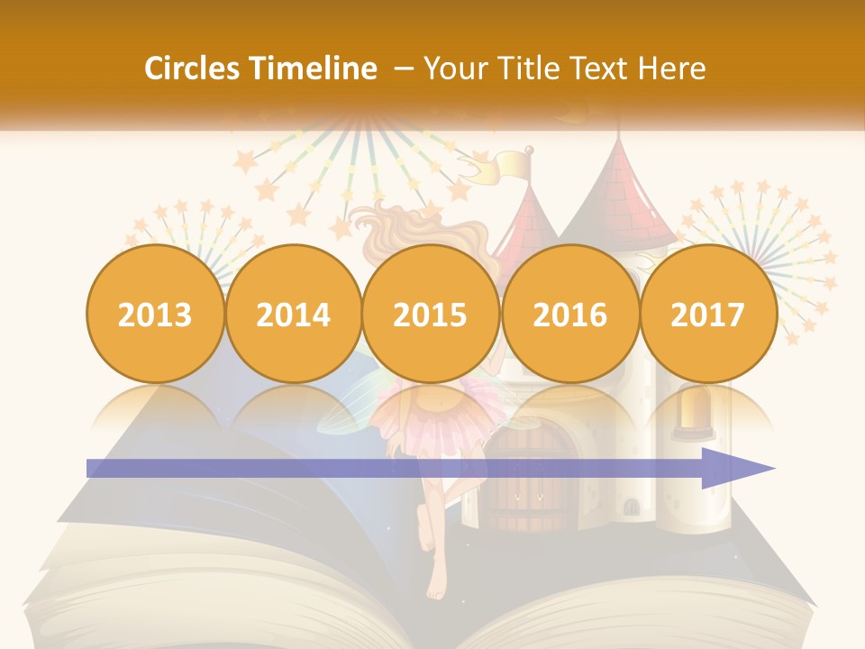 A Fairy Reading A Book With Fireworks In The Background PowerPoint Template