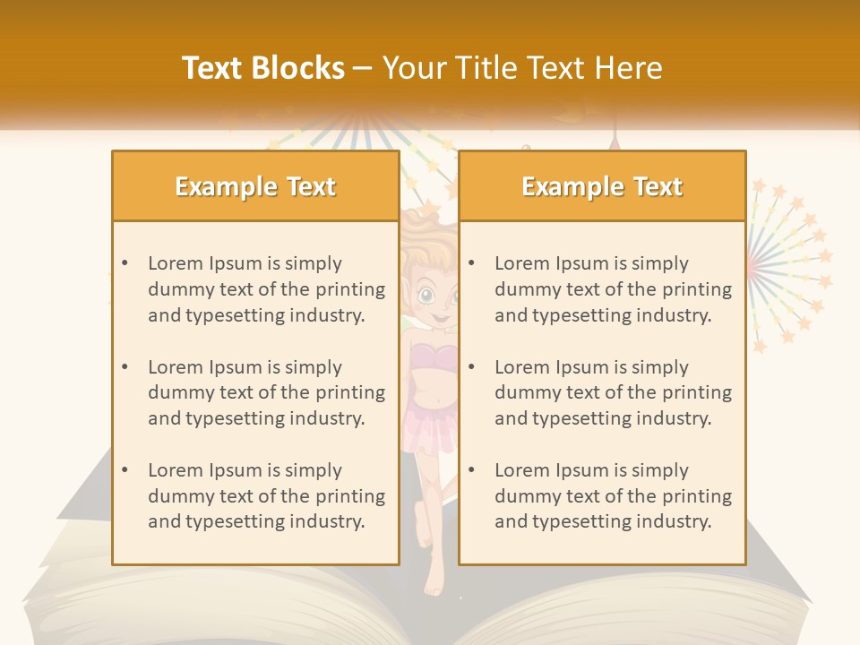 A Fairy Reading A Book With Fireworks In The Background PowerPoint Template