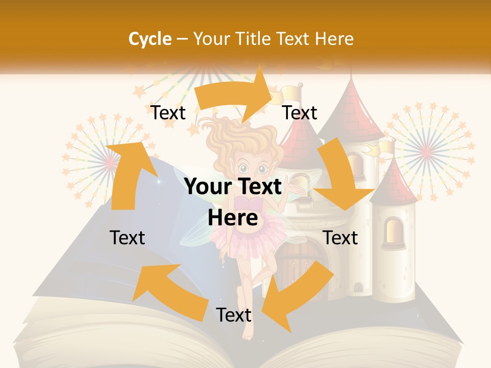 A Fairy Reading A Book With Fireworks In The Background PowerPoint Template