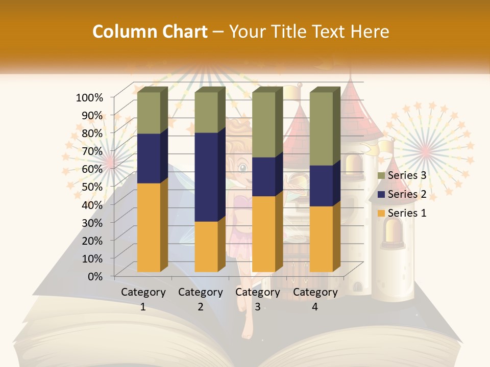 A Fairy Reading A Book With Fireworks In The Background PowerPoint Template