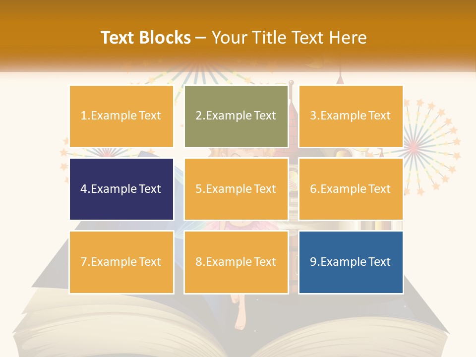 A Fairy Reading A Book With Fireworks In The Background PowerPoint Template