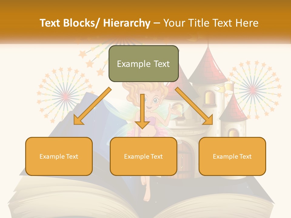 A Fairy Reading A Book With Fireworks In The Background PowerPoint Template