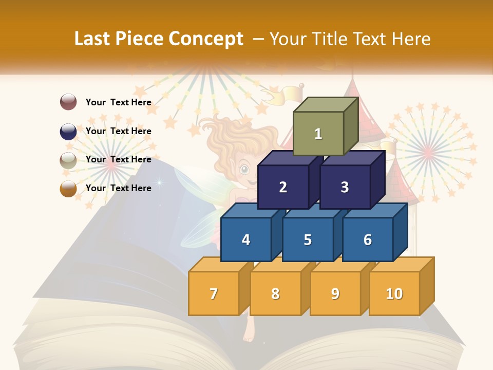 A Fairy Reading A Book With Fireworks In The Background PowerPoint Template