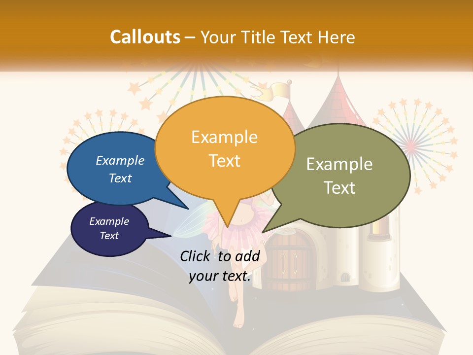 A Fairy Reading A Book With Fireworks In The Background PowerPoint Template