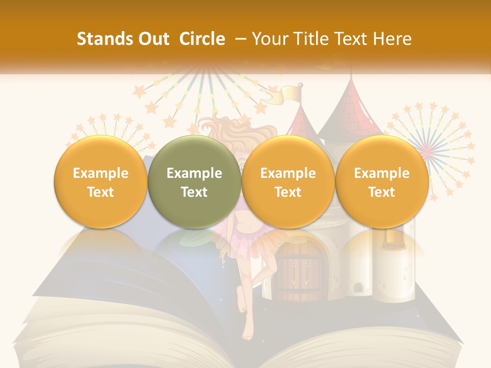 A Fairy Reading A Book With Fireworks In The Background PowerPoint Template