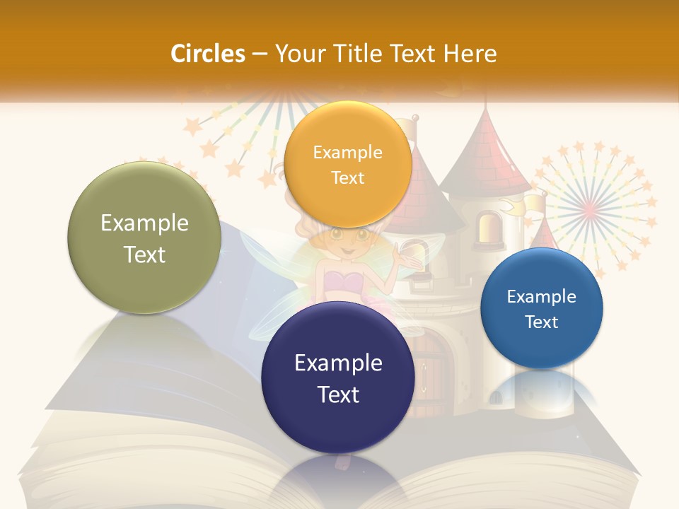 A Fairy Reading A Book With Fireworks In The Background PowerPoint Template