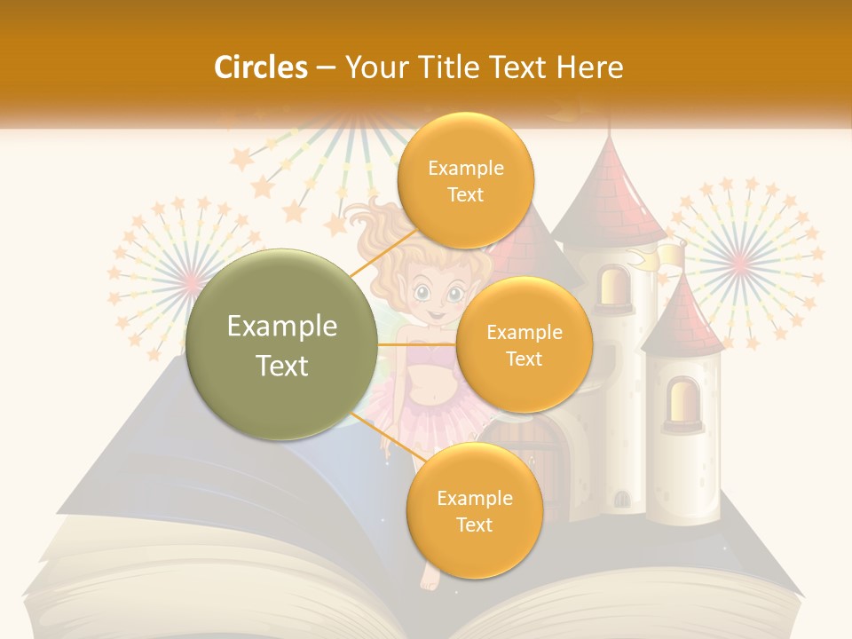 A Fairy Reading A Book With Fireworks In The Background PowerPoint Template