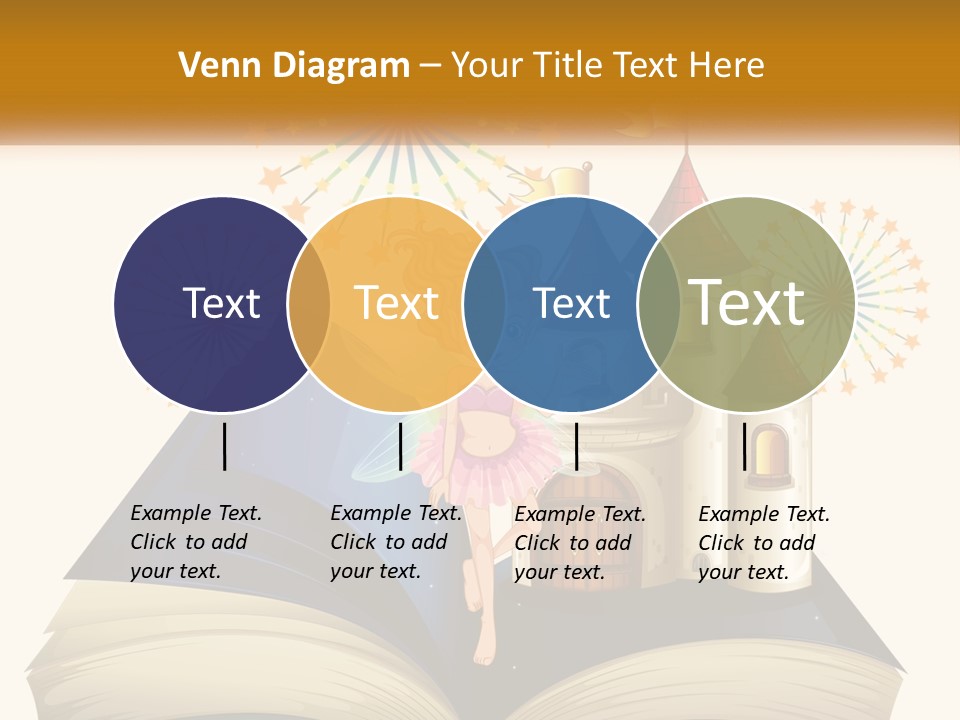 A Fairy Reading A Book With Fireworks In The Background PowerPoint Template