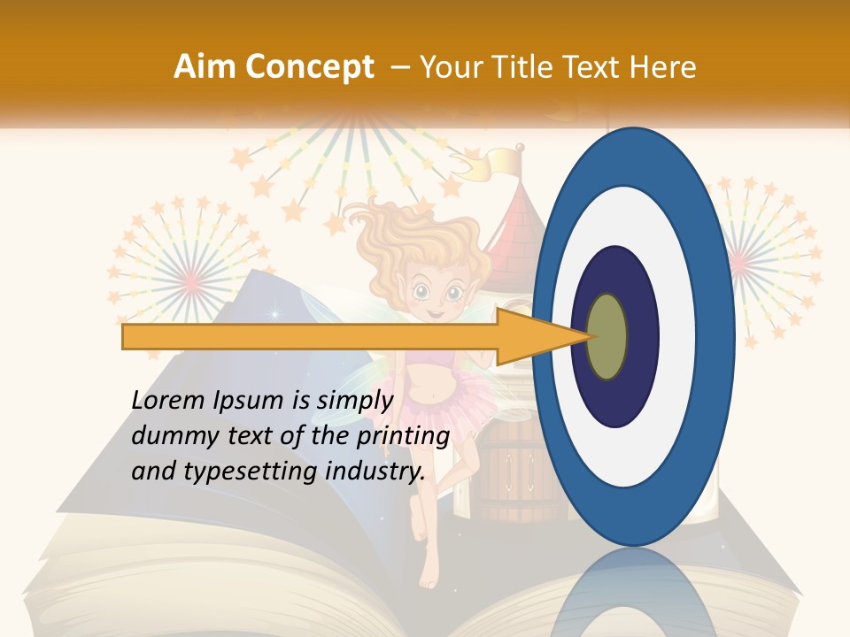 A Fairy Reading A Book With Fireworks In The Background PowerPoint Template