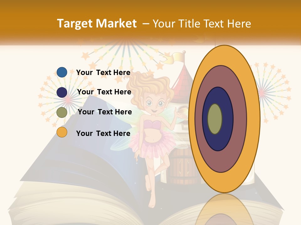 A Fairy Reading A Book With Fireworks In The Background PowerPoint Template