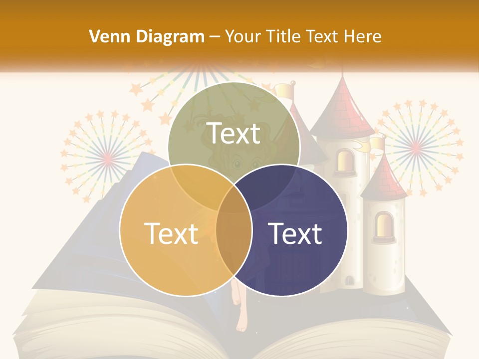 A Fairy Reading A Book With Fireworks In The Background PowerPoint Template