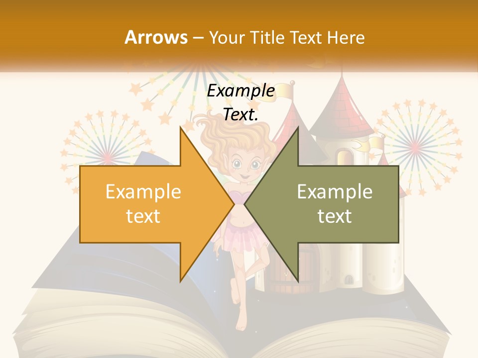 A Fairy Reading A Book With Fireworks In The Background PowerPoint Template