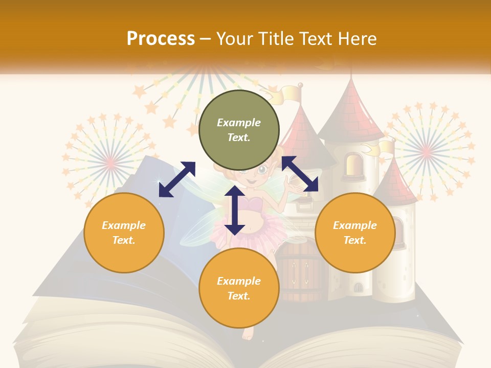 A Fairy Reading A Book With Fireworks In The Background PowerPoint Template