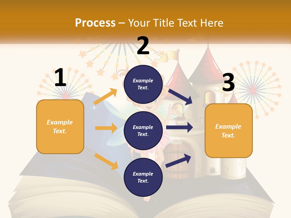 A Fairy Reading A Book With Fireworks In The Background PowerPoint Template