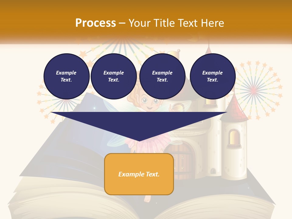 A Fairy Reading A Book With Fireworks In The Background PowerPoint Template