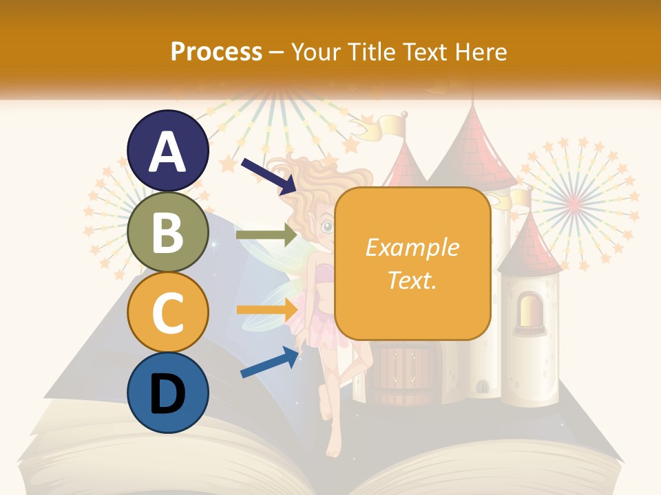 A Fairy Reading A Book With Fireworks In The Background PowerPoint Template