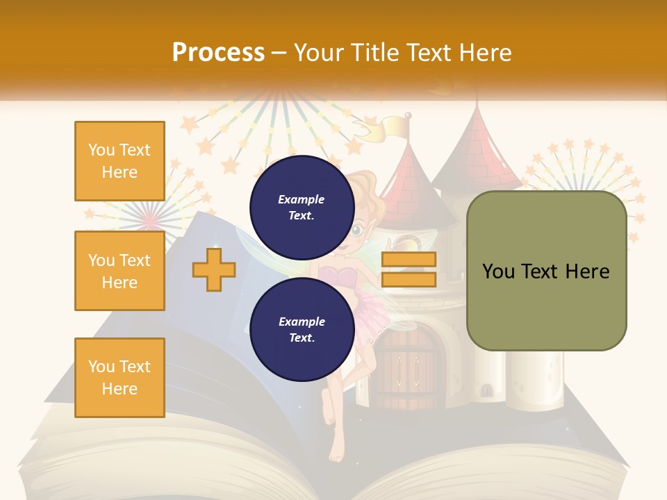 A Fairy Reading A Book With Fireworks In The Background PowerPoint Template