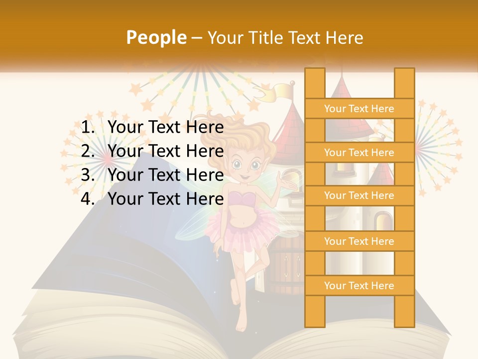 A Fairy Reading A Book With Fireworks In The Background PowerPoint Template
