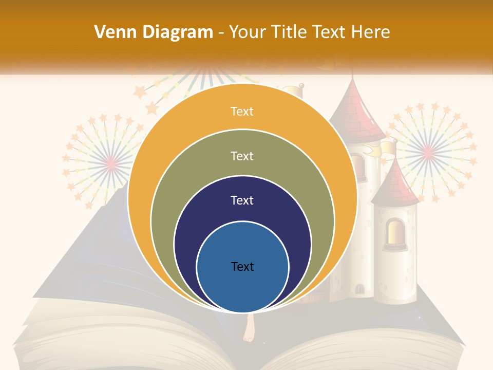 A Fairy Reading A Book With Fireworks In The Background PowerPoint Template