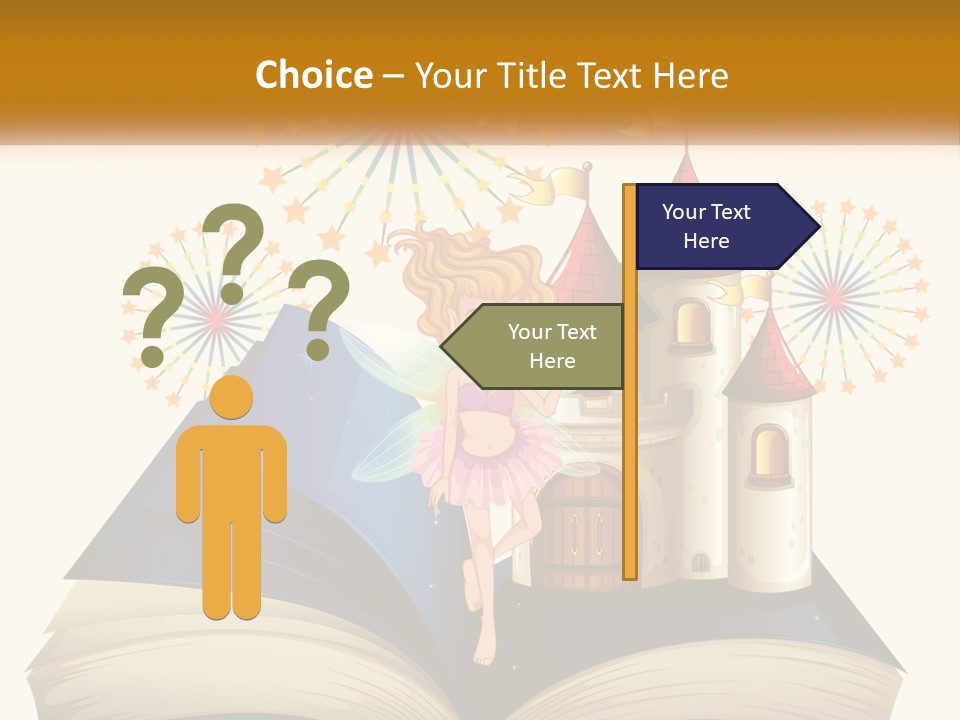 A Fairy Reading A Book With Fireworks In The Background PowerPoint Template