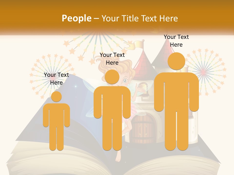 A Fairy Reading A Book With Fireworks In The Background PowerPoint Template