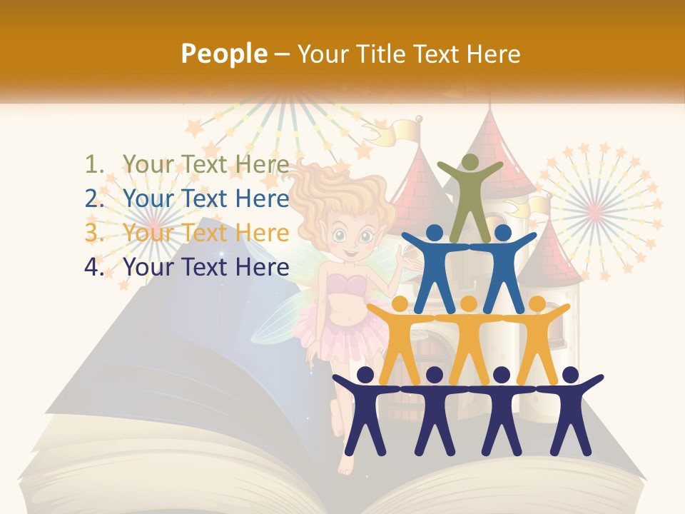 A Fairy Reading A Book With Fireworks In The Background PowerPoint Template