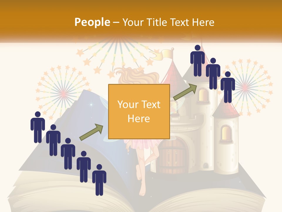 A Fairy Reading A Book With Fireworks In The Background PowerPoint Template