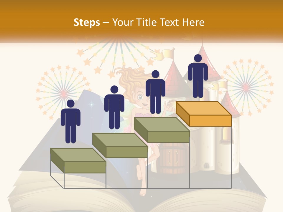 A Fairy Reading A Book With Fireworks In The Background PowerPoint Template