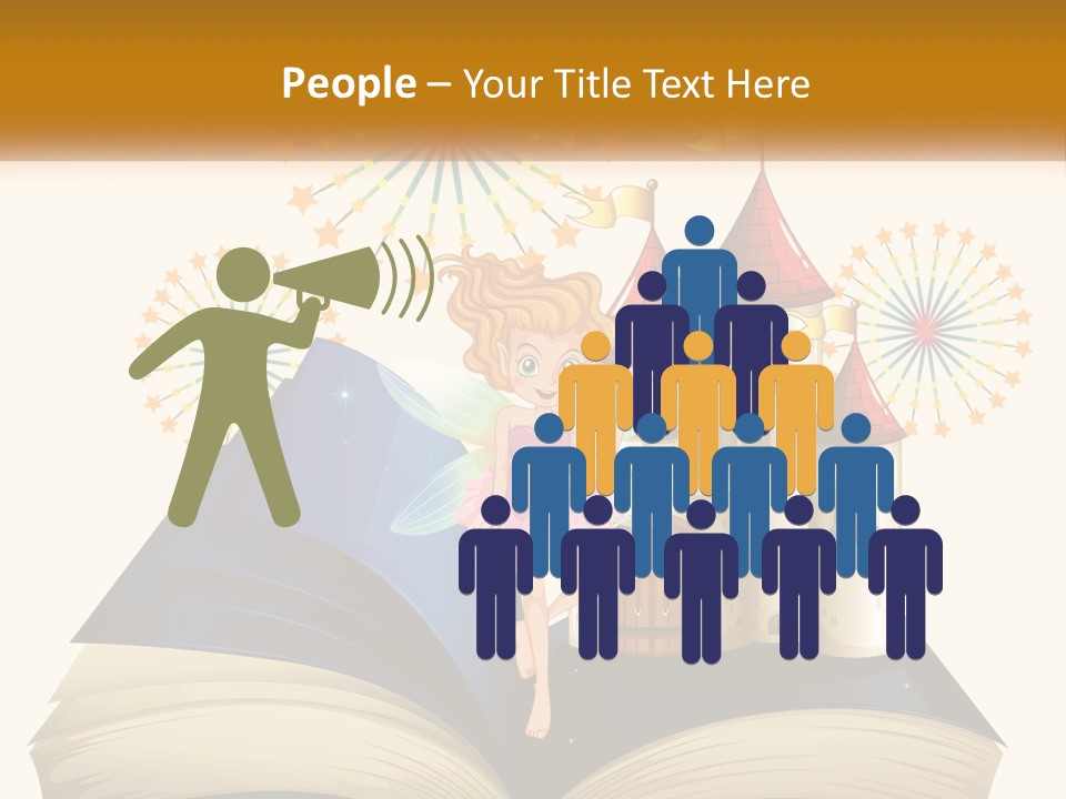 A Fairy Reading A Book With Fireworks In The Background PowerPoint Template