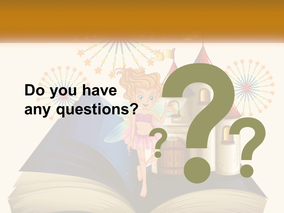 A Fairy Reading A Book With Fireworks In The Background PowerPoint Template