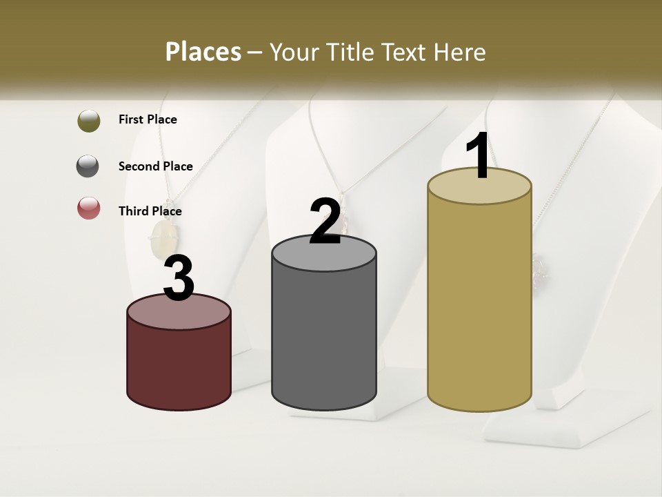 Three White Mannequins With Necklaces On Them PowerPoint Template