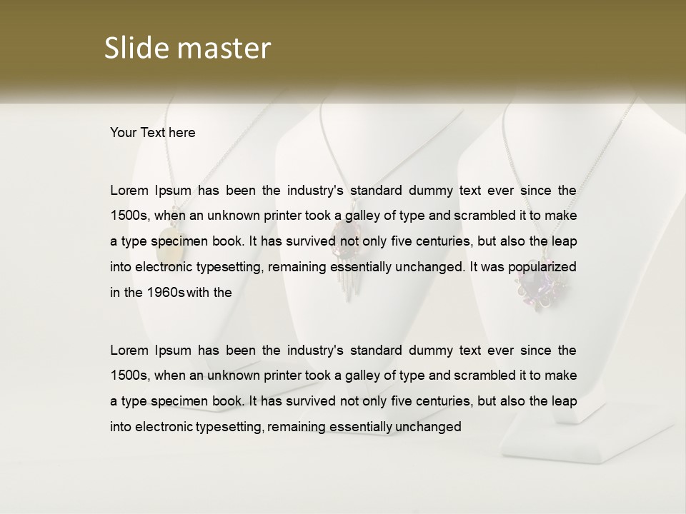 Three White Mannequins With Necklaces On Them PowerPoint Template