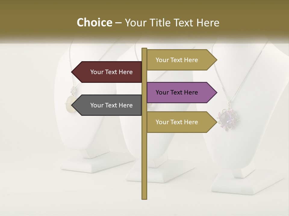 Three White Mannequins With Necklaces On Them PowerPoint Template